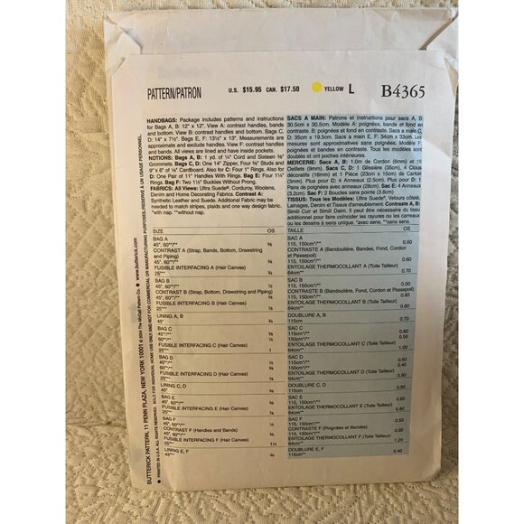 Butterick Misses Handbag Sewing Pattern B4365 - uncut - Picture 4 of 9